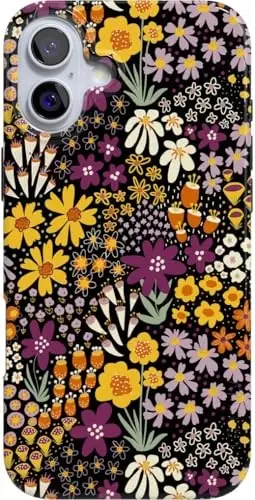 Casely iPhone 16 Case | Falling for You | Plum Floral | Classic Ultra Slim Case Design | Compatible with MagSafe - 1