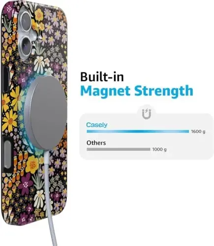 Casely iPhone 16 Case | Falling for You | Plum Floral | Classic Ultra Slim Case Design | Compatible with MagSafe - 6