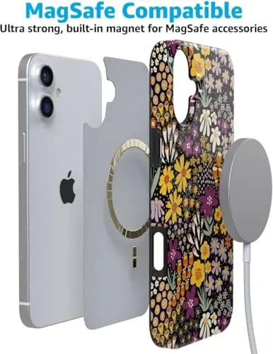 Casely iPhone 16 Case | Falling for You | Plum Floral | Classic Ultra Slim Case Design | Compatible with MagSafe - 7