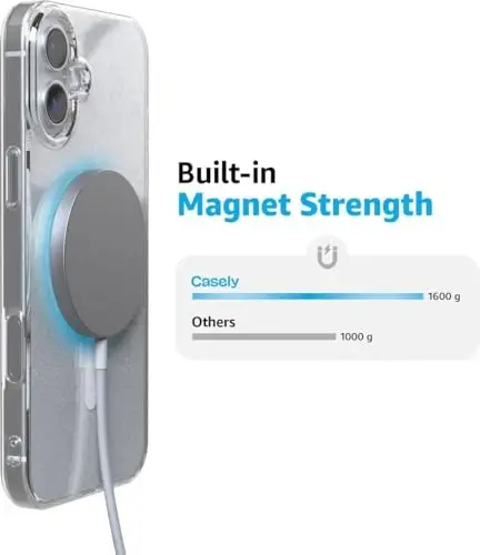 Casely iPhone 16 Case | Glitter Clear Skies | Clear Shimmer | Classic Ultra-Slim Design | Compatible with MagSafe - 6