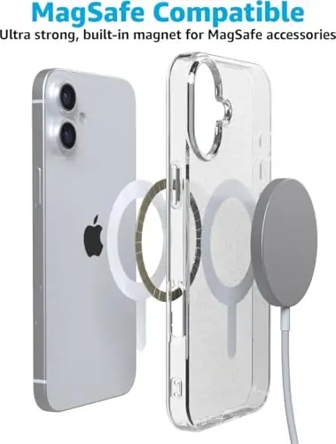 Casely iPhone 16 Case | Glitter Clear Skies | Clear Shimmer | Classic Ultra-Slim Design | Compatible with MagSafe - 7