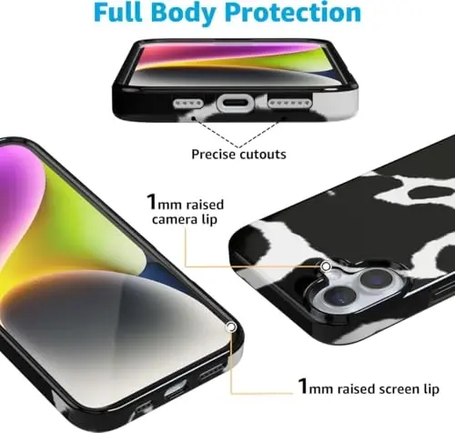 Casely iPhone 16 Case | Current Mood | Cow Print | Compatible with MagSafe | Classic Ultra Slim Design - 4