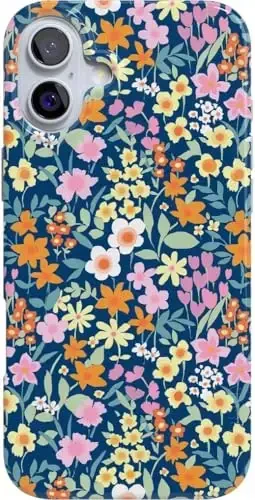 Casely iPhone 16 Case | Full Bloom | Navy Floral | Classic Ultra Slim Case Design | Compatible with MagSafe - CASELY