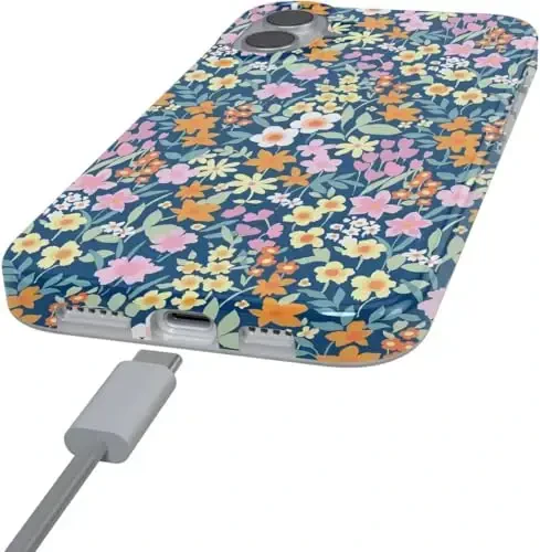 Casely iPhone 16 Case | Full Bloom | Navy Floral | Classic Ultra Slim Case Design | Compatible with MagSafe - CASELY (1)