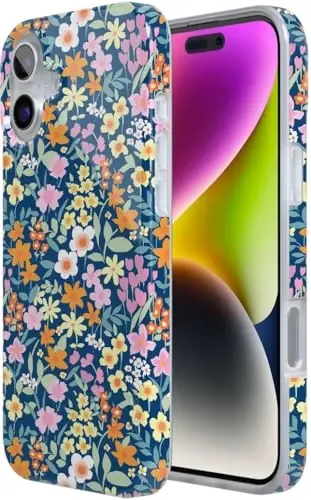 Casely iPhone 16 Case | Full Bloom | Navy Floral | Classic Ultra Slim Case Design | Compatible with MagSafe - 5
