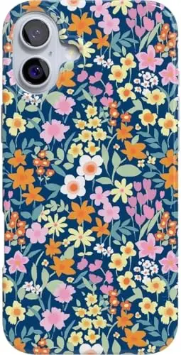 Casely iPhone 16 Case | Full Bloom | Navy Floral | Classic Ultra Slim Case Design | Compatible with MagSafe - 1