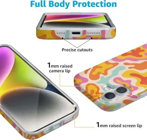 Casely iPhone 16 Case | Tropical Color Splash | Abstract Retro | Classic Ultra Slim Case Design | Compatible with MagSafe - 3