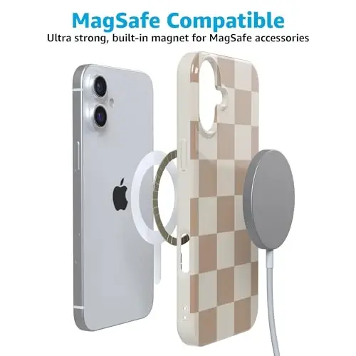 Casely iPhone 16 Case | Fit Check | Neutral Checkerboard Checkered | Classic Ultra Slim Case Design | Compatible with MagSafe - 4