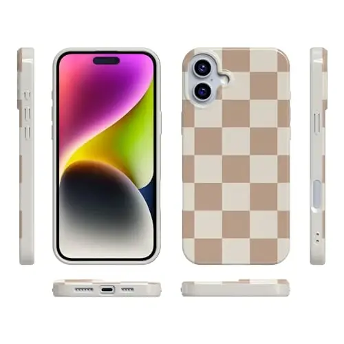Casely iPhone 16 Case | Fit Check | Neutral Checkerboard Checkered | Classic Ultra Slim Case Design | Compatible with MagSafe - 5