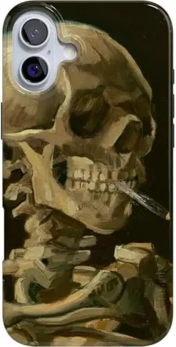 Casely iPhone 16 Case | Van Gogh | Head of a Skeleton with a Burning Cigarette Phone | Classic Ultra-Slim Design | Compatible with MagSafe 