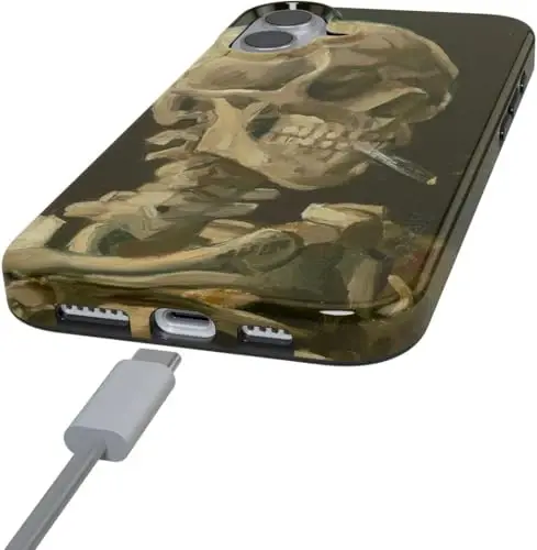 Casely iPhone 16 Case | Van Gogh | Head of a Skeleton with a Burning Cigarette Phone | Classic Ultra-Slim Design | Compatible with MagSafe - MODAZONE (1)