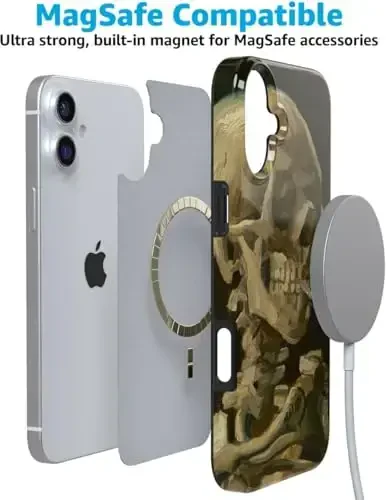 Casely iPhone 16 Case | Van Gogh | Head of a Skeleton with a Burning Cigarette Phone | Classic Ultra-Slim Design | Compatible with MagSafe - 7