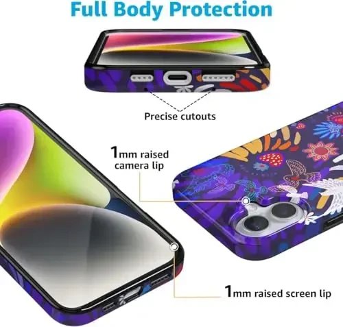 Casely iPhone 16 Case | Viva La Vida | Frida Kahlo Collage | Classic Ultra Slim Case Design | Compatible with MagSafe - 4