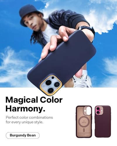 Caseology Nano Pop Mag for iPhone 16 Case [Dual Layer Silicone Case Compatible with Magsafe] Military Grade Drop Tested (2024) - Burgundy Bean - 3