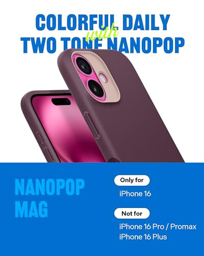 Caseology Nano Pop Mag for iPhone 16 Kılıfı [Magsafe ile Uyumlu İkili Katmanlı Silikon Kılıf] Askeri Dereceli Düşme Testi (2024) - Burgundy Bean - 2