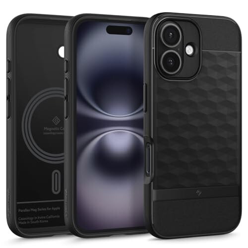 Caseology Parallax Mag for iPhone 16 Case [Enhanced Ergonomic Design Case Compatible with Magsafe] Military Grade Drop Tested (2024) - Matte Black - 1