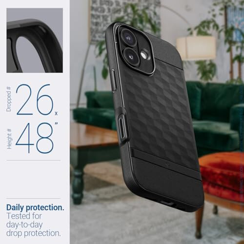 Caseology Parallax Mag for iPhone 16 Case [Enhanced Ergonomic Design Case Compatible with Magsafe] Military Grade Drop Tested (2024) - Matte Black - 4