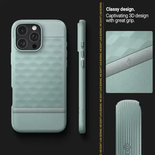 Caseology Parallax Mag for iPhone 16 Pro Case [Enhanced Ergonomic Design Case Compatible with Magsafe] Military Grade Drop Tested (2024) - Sage Green - 3