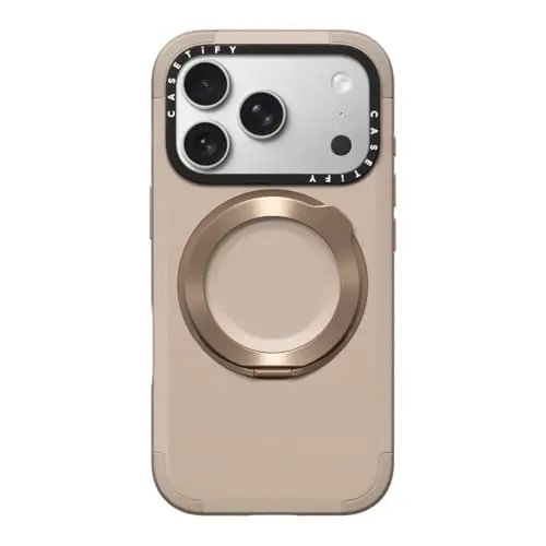 CASETiFY Force Ring Stand iPhone 17 Pro Case [Kickstand/Compatible with Magsafe / 6.5 ft. 3X Military Grade Drop Protection] - Taupe - 1