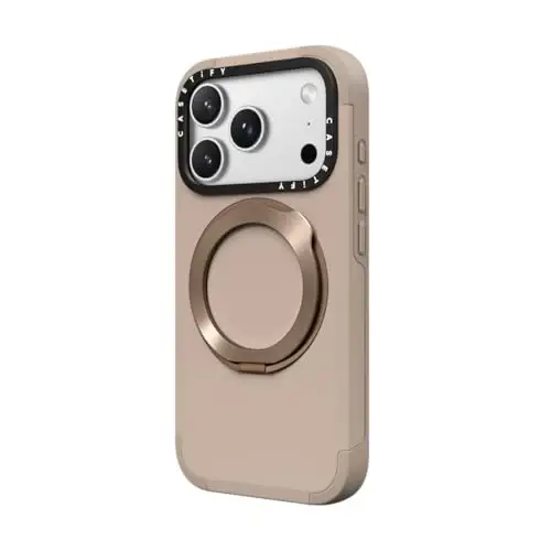 CASETiFY Force Ring Stand iPhone 17 Pro Case [Kickstand/Compatible with Magsafe / 6.5 ft. 3X Military Grade Drop Protection] - Taupe - 2