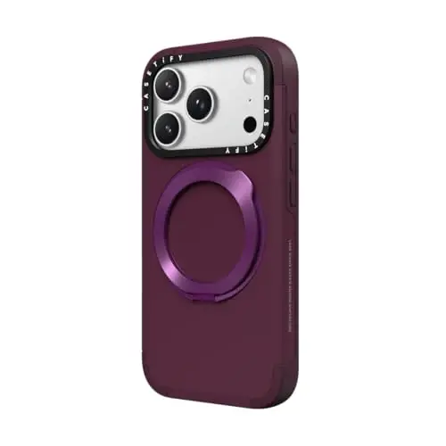 CASETiFY Force Ring Stand iPhone 17 Pro Case [Kickstand/Compatible with Magsafe / 6.5 ft. 3X Military Grade Drop Protection] - Mulberry - 2