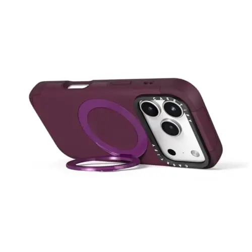CASETiFY Force Ring Stand iPhone 17 Pro Case [Kickstand/Compatible with Magsafe / 6.5 ft. 3X Military Grade Drop Protection] - Mulberry - 5