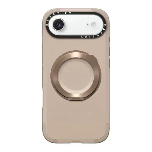 CASETiFY Force Ring Stand iPhone Air Case [Kickstand/Compatible with Magsafe / 6.5 ft. 3X Military Grade Drop Protection] - Taupe 