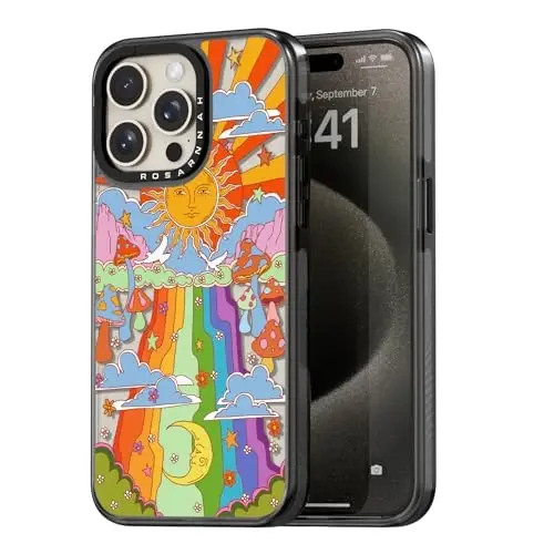 casevivid Чехол для iPhone 15 Pro Max, милый эстетичный — прочный противоударный чехол для телефона с защитой от падений с высоты 2 м и забавным модным грибом, 6,7 дюйма, черный 