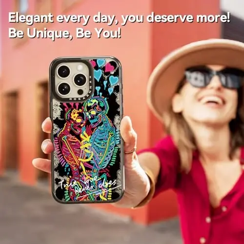 casevivid Чехол для iPhone 15 Pro Милый эстетичный — Прочный ударопрочный чехол для телефона при падении с высоты 2 м с забавной модой True Love 6,1 дюйма, черный 