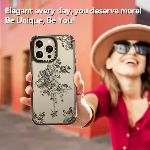 casevivid Чехол для iPhone 15 Pro, милый и эстетичный — прочный противоударный чехол для телефона при падении с высоты 2 м с забавной модной луной 6,1 дюйма, черный - 1
