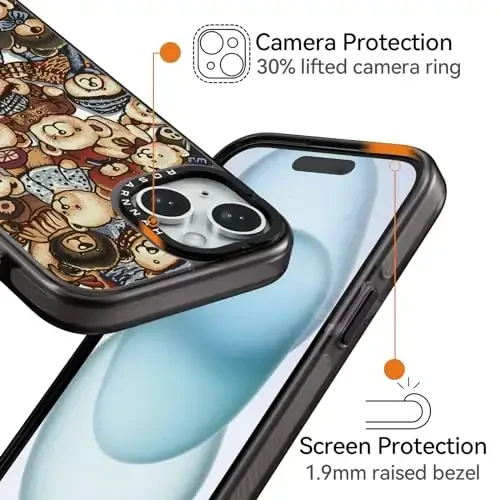 casevivid Compatible for iPhone 15 Case Cute Aesthetic - Durable Shockproof 6.6 ft Drop Impact Phone Case Cover with Funny Fashion Bear 6.1