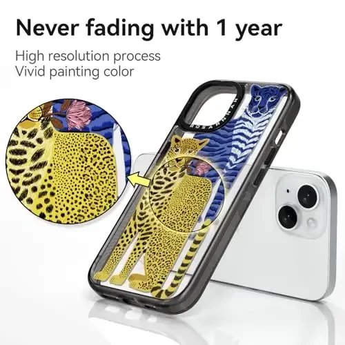 casevivid Compatible for iPhone 15 Case Cute Aesthetic - Durable Shockproof 6.6 ft Drop Impact Phone Case Cover with Funny Fashion Big Cat 6.1
