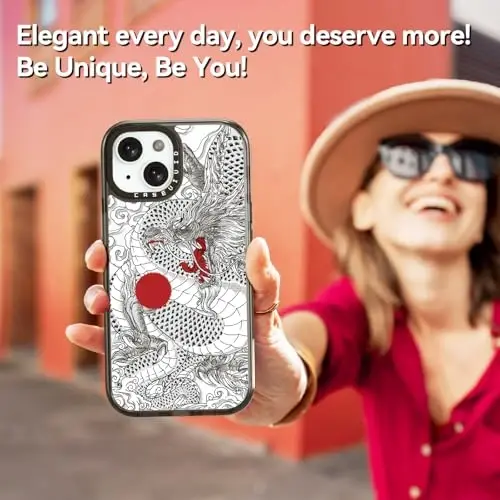 casevivid Compatible for iPhone 15 Case Cute Aesthetic - Durable Shockproof 6.6 ft Drop Impact Phone Case Cover with Funny Fashion Chinese Dragon 6.1
