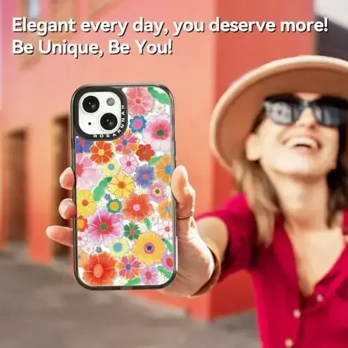 casevivid Compatible for iPhone 15 Case Cute Aesthetic - Durable Shockproof 6.6 ft Drop Impact Phone Case Cover with Funny Fashion Colorful Flowers 6.1