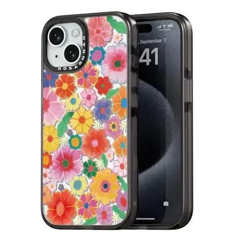 casevivid Compatible for iPhone 15 Case Cute Aesthetic - Durable Shockproof 6.6 ft Drop Impact Phone Case Cover with Funny Fashion Colorful Flowers 6.1