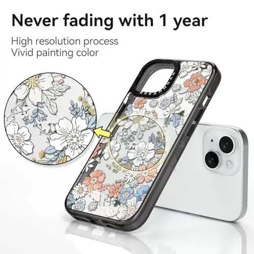 casevivid Compatible for iPhone 15 Case Cute Aesthetic - Durable Shockproof 6.6 ft Drop Impact Phone Case Cover with Funny Fashion Lovely Flower 6.1