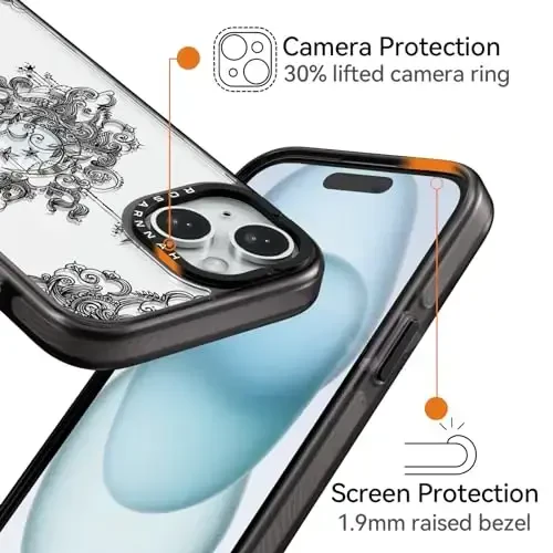 casevivid Compatible for iPhone 15 Case Cute Aesthetic - Durable Shockproof 6.6 ft Drop Impact Phone Case Cover with Funny Fashion Moon 6.1