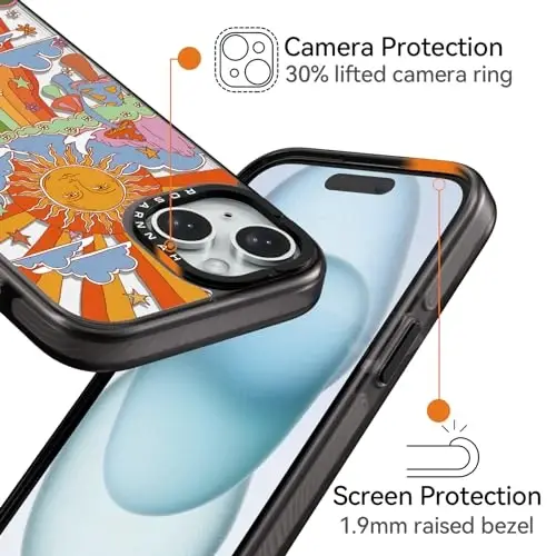 casevivid Compatible for iPhone 15 Case Cute Aesthetic - Durable Shockproof 6.6 ft Drop Impact Phone Case Cover with Funny Fashion Mushroom 6.1