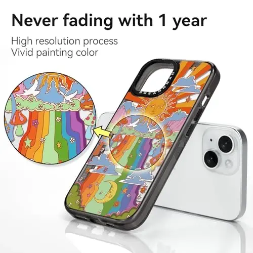 casevivid Compatible for iPhone 15 Case Cute Aesthetic - Durable Shockproof 6.6 ft Drop Impact Phone Case Cover with Funny Fashion Mushroom 6.1