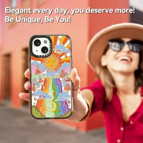 casevivid Compatible for iPhone 15 Case Cute Aesthetic - Durable Shockproof 6.6 ft Drop Impact Phone Case Cover with Funny Fashion Mushroom 6.1