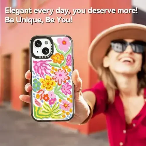 casevivid Compatible for iPhone 15 Case Cute Aesthetic - Durable Shockproof 6.6 ft Drop Impact Phone Case Cover with Funny Fashion Passion Flower 6.1