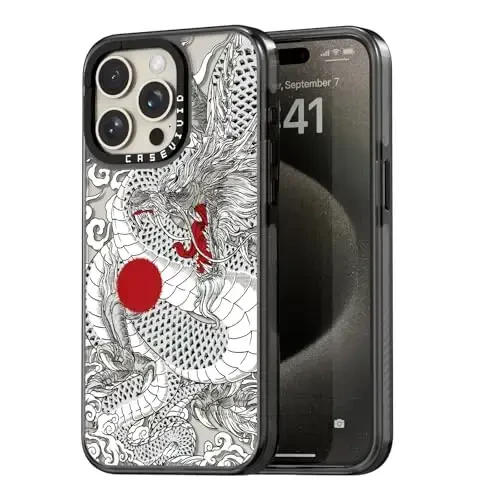 casevivid Compatible for iPhone 15 Pro Case Cute Aesthetic - Durable Shockproof 6.6 ft Drop Impact Phone Case Cover with Funny Fashion Chinese Dragon 6.1