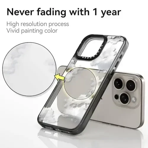 casevivid Compatible for iPhone 15 Pro Case Cute Aesthetic - Durable Shockproof 6.6 ft Drop Impact Phone Case Cover with Funny Fashion Cloud 6.1