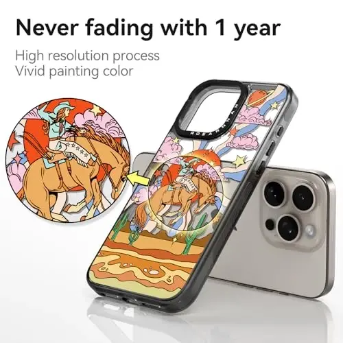 casevivid Compatible for iPhone 15 Pro Case Cute Aesthetic - Durable Shockproof 6.6 ft Drop Impact Phone Case Cover with Funny Fashion Cowboy 6.1