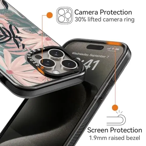 casevivid Compatible for iPhone 15 Pro Case Cute Aesthetic - Durable Shockproof 6.6 ft Drop Impact Phone Case Cover with Funny Fashion Palm Tree 6.1