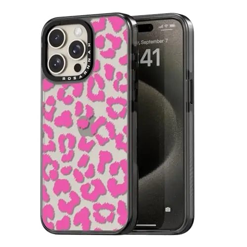 casevivid Compatible for iPhone 15 Pro Case Cute Aesthetic - Durable Shockproof 6.6 ft Drop Impact Phone Case Cover with Funny Fashion Pink Leopard 6.1