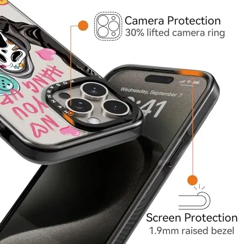 casevivid Compatible for iPhone 15 Pro Case Cute Aesthetic - Durable Shockproof 6.6 ft Drop Impact Phone Case Cover with Funny Fashion Skeleton 6.1