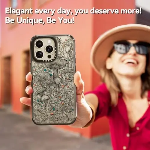 casevivid Compatible for iPhone 15 Pro Max Case Cute Aesthetic - Durable Shockproof 6.6 ft Drop Impact Phone Case Cover with Funny Fashion Black Mushroom 6.7
