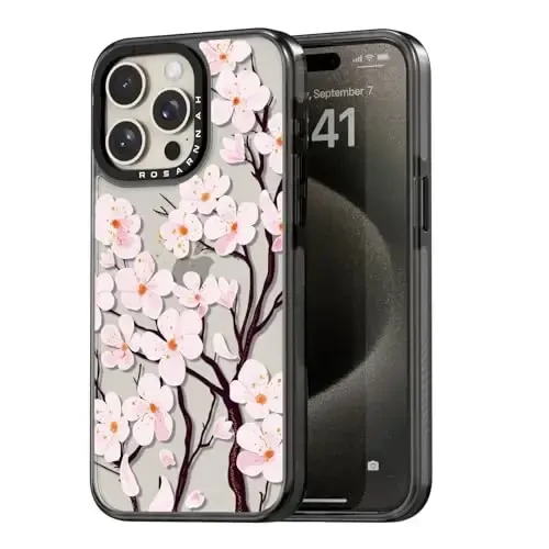 casevivid Compatible for iPhone 15 Pro Max Case Cute Aesthetic - Durable Shockproof 6.6 ft Drop Impact Phone Case Cover with Funny Fashion Cherry Blossom 6.7