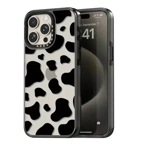 casevivid Compatible for iPhone 15 Pro Max Case Cute Aesthetic - Durable Shockproof 6.6 ft Drop Impact Phone Case Cover with Funny Fashion Milk Cow Print 6.7